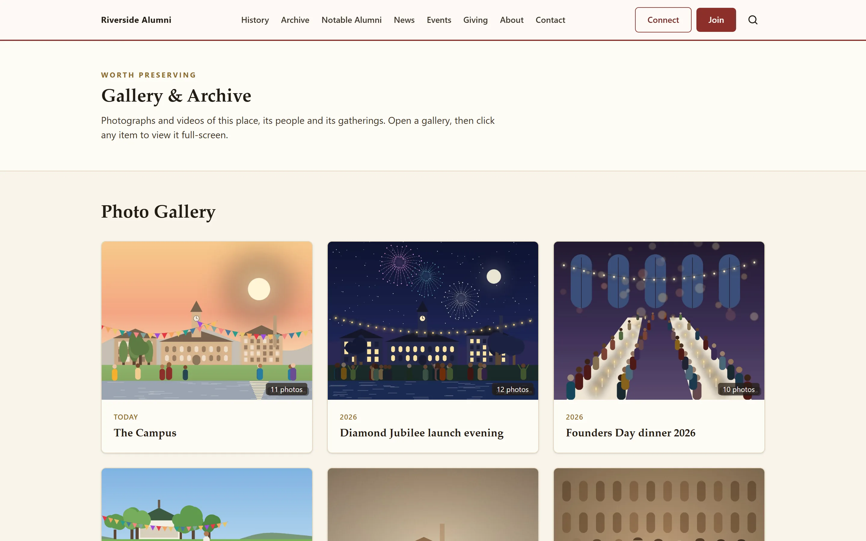 The gallery and archive albums in the demo
