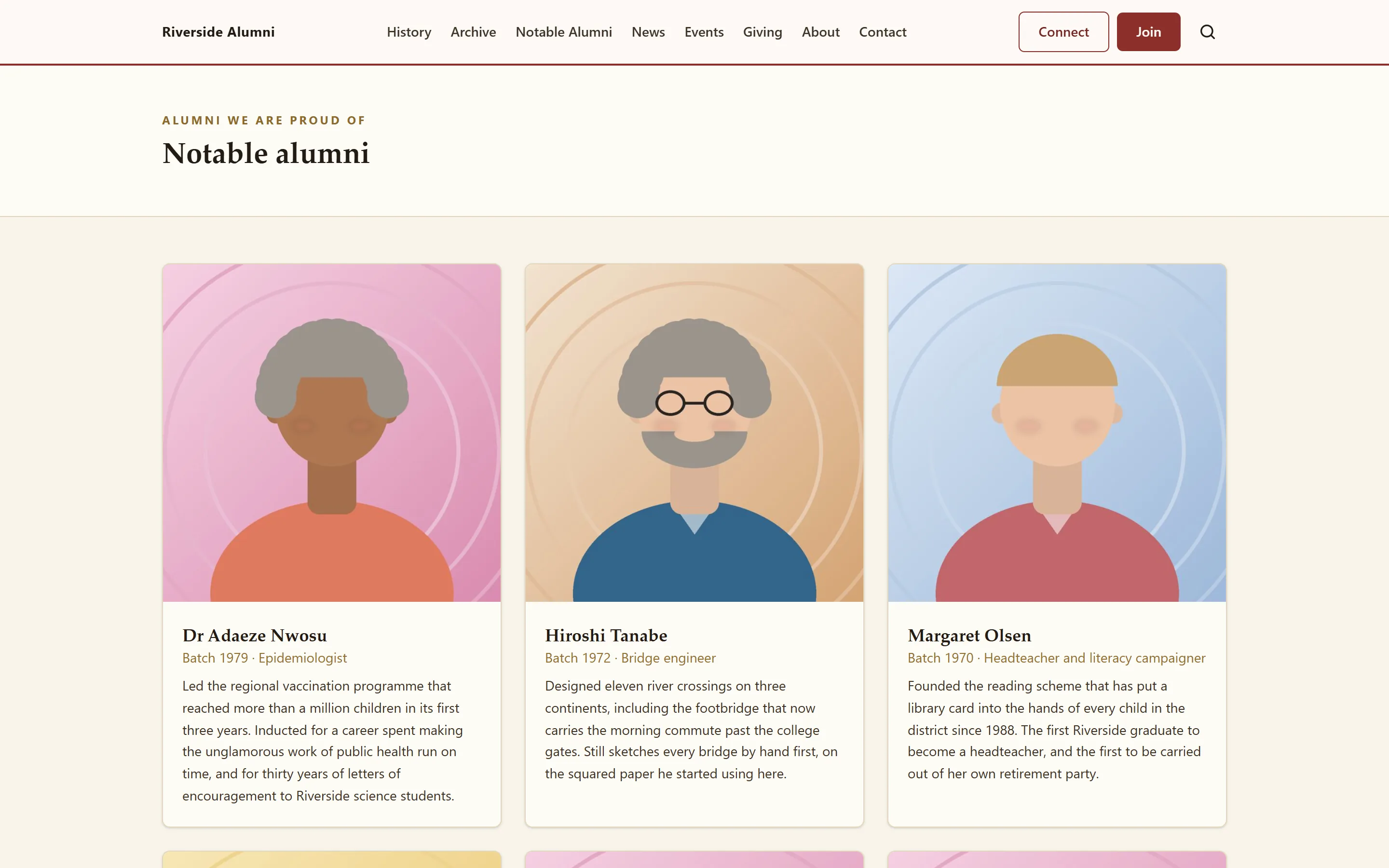 The notable alumni hall of fame in the demo